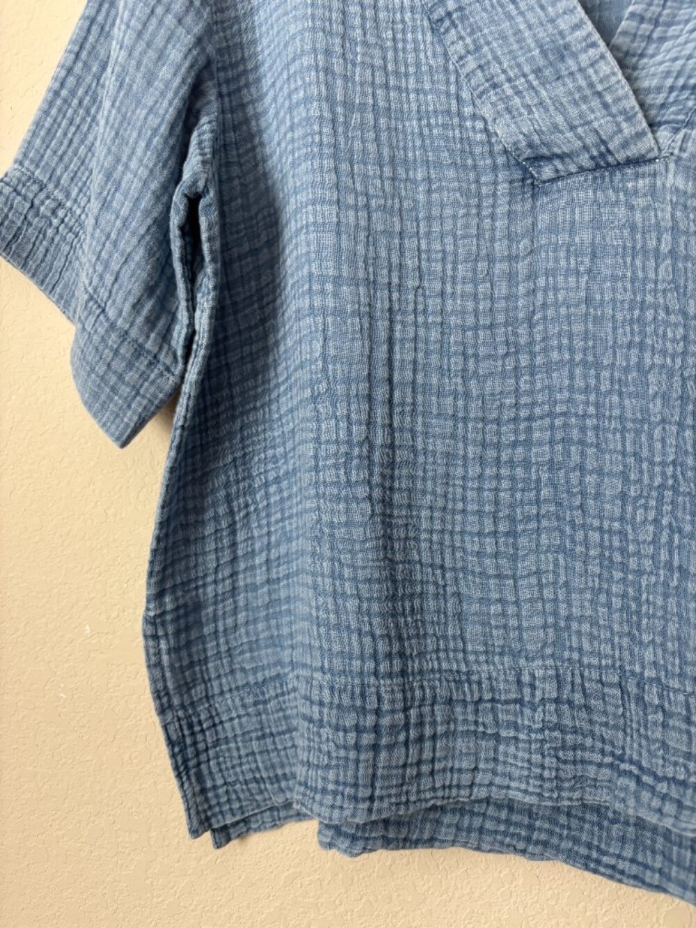 Faherty Dune Organic Cotton Boho Gauze Popover V-Neck Blouse Top - Picture 9 of 15